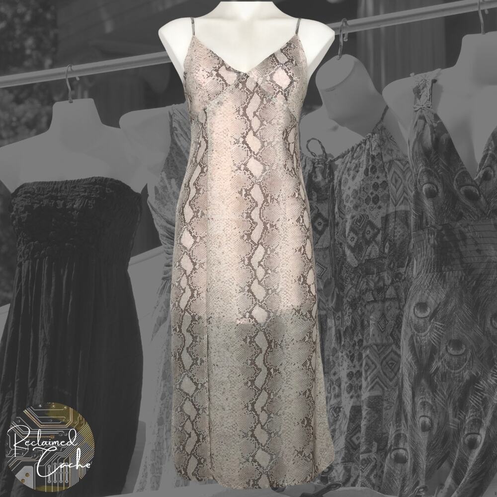 re:named Pink Snake Print Midi Dress - Size Small
